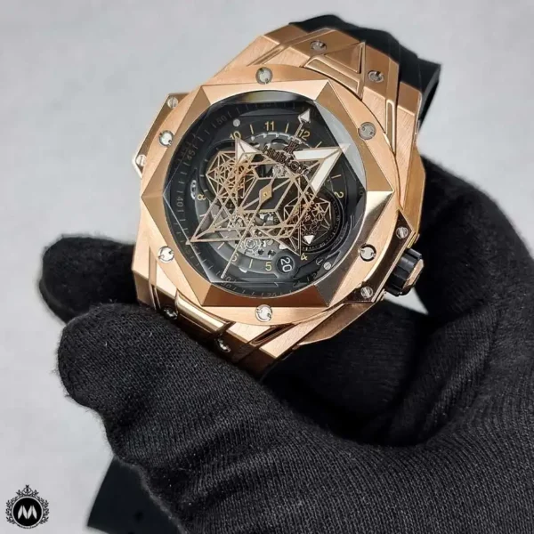 ساعت مچی مردانه هابلوت کهکشانی مشکی رزگلد Hublot Sang Bleu II 1258421