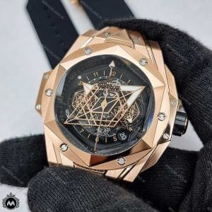 ساعت مچی مردانه هابلوت کهکشانی مشکی رزگلد Hublot Sang Bleu II 1258421