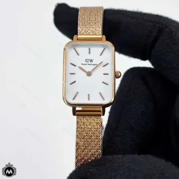 ساعت زنانه دنیل ولینگتون مستطیلی رزگلد صفحه سفید Daniel Wellington Quadro24