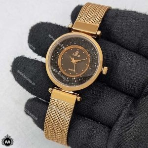ساعت مچی زنانه داتیس حصیری رزگلد صفحه مشکی