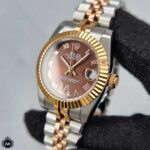 ساعت مچی زنانه رولکس اتوماتیک رزگلد صفحه شکلاتی 48107 Rolex Datejust