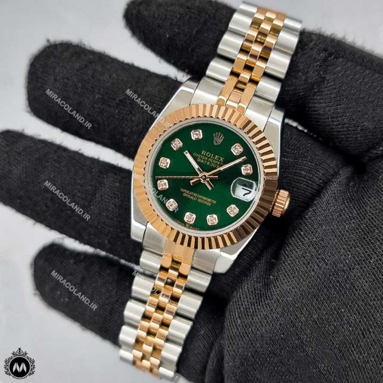 ساعت مچی زنانه رولکس اتوماتیک رزگلد صفحه سبز 48107 Rolex Datejust