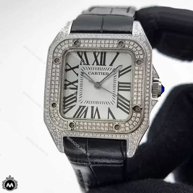 ساعت مچی زنانه کارتیه سانتوس فول نگین Cartier Santos100 Full Diamond