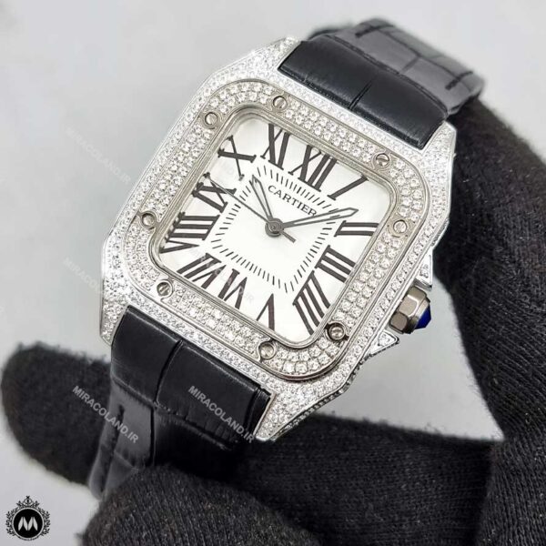 ساعت مچی زنانه کارتیه سانتوس فول نگین Cartier Santos100 Full Diamond