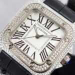 ساعت مچی زنانه کارتیه سانتوس فول نگین Cartier Santos100 Full Diamond