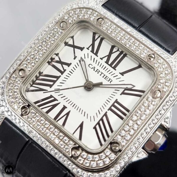 ساعت مچی زنانه کارتیه سانتوس فول نگین Cartier Santos100 Full Diamond