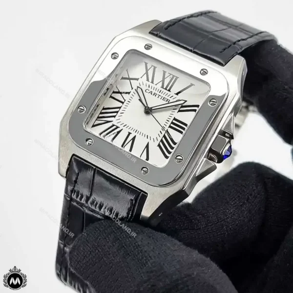 ساعت مچی مردانه کارتیه سانتوس نقره ای Cartier Santos100