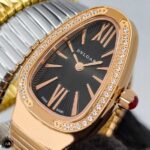 ساعت مچی زنانه بولگاری ماری سه رنگ صفحه مشکی Bvlgari Serpenti Tubogas SP38S
