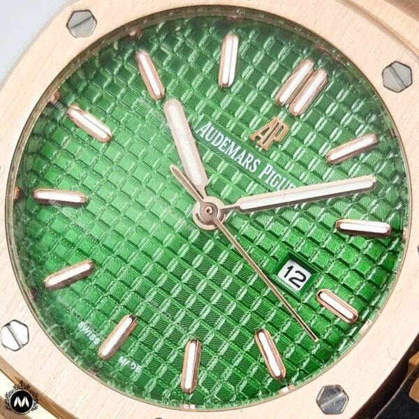 ساعت مچی زنانه ای پی تک موتوره رزگلد صفحه سبز 26580 Audemars Piguet Royal Oak