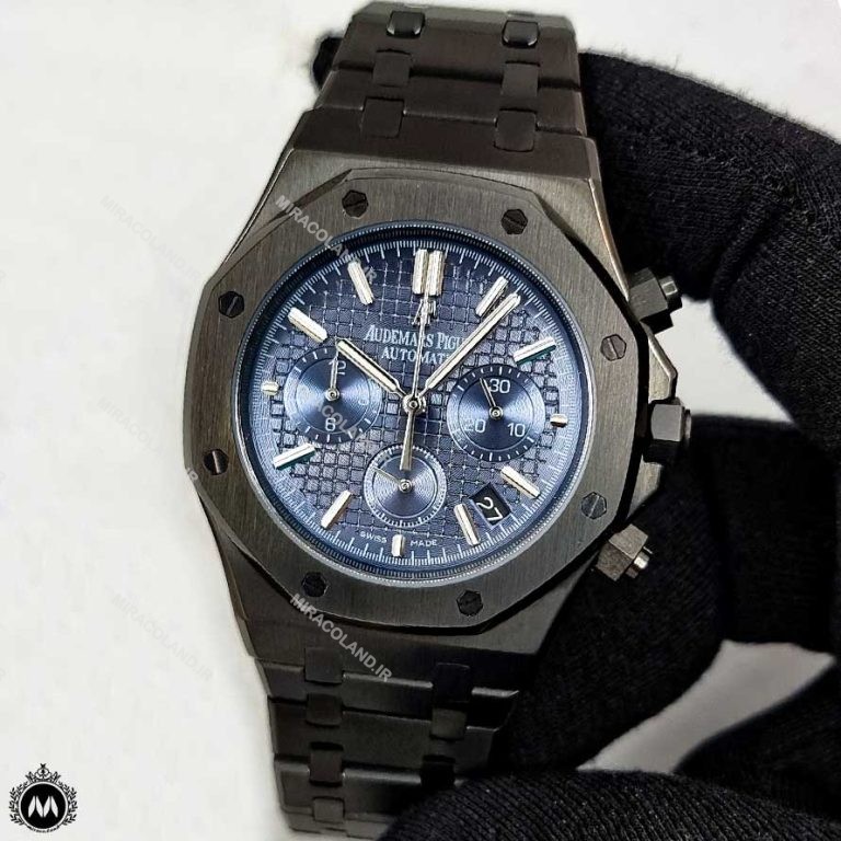 ساعت مچی مردانه اودمار پیگه سه موتوره باتری مشکی صفحه سورمه ای Audemars Piguet OS51