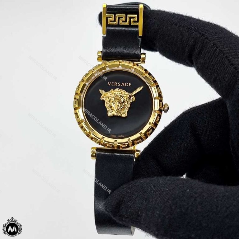 ساعت زنانه ورساچه بند چرم مشکی Versace 8001L