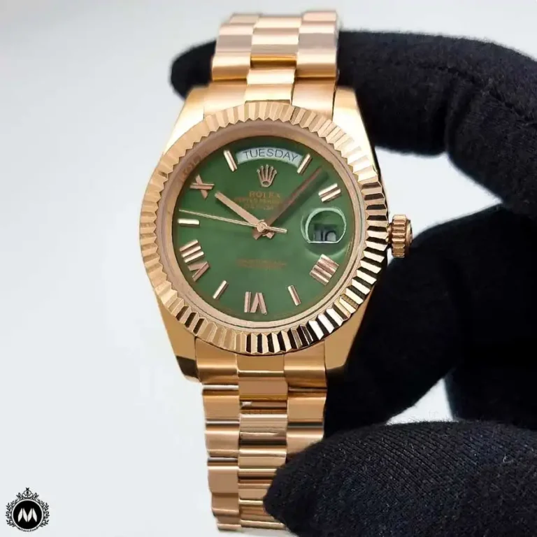 ساعت مچی مردانه رولکس اتوماتیک رزگلد سبز 48021 Rolex Day Date