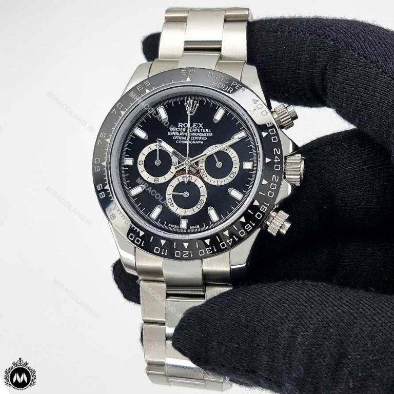 ساعت مردانه رولکس دیتونا نقره ای صفحه مشکی Rolex Daytona 2796