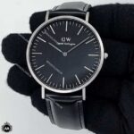 ساعت مردانه دنیل ولینگتون بند مشکی قاب نقره ای Daniel Wellington DW25G