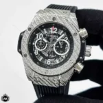 ساعت مردانه هابلوت بیگ بنگ نقره ای مشکی قاب طرحدار Hublot Big Bang 5313