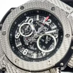 ساعت مردانه هابلوت بیگ بنگ نقره ای مشکی قاب طرحدار Hublot Big Bang 5313