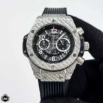 ساعت مردانه هابلوت بیگ بنگ نقره ای مشکی قاب طرحدار Hublot Big Bang 5313