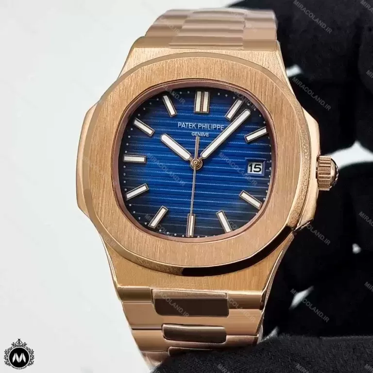 ساعت مردانه پتک فیلیپ ناتیلوس رزگلد صفحه آبی 9360 Patek Philippe Nautilus