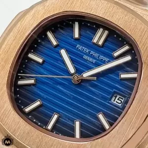 ساعت مردانه پتک فیلیپ ناتیلوس رزگلد صفحه آبی 9360 Patek Philippe Nautilus