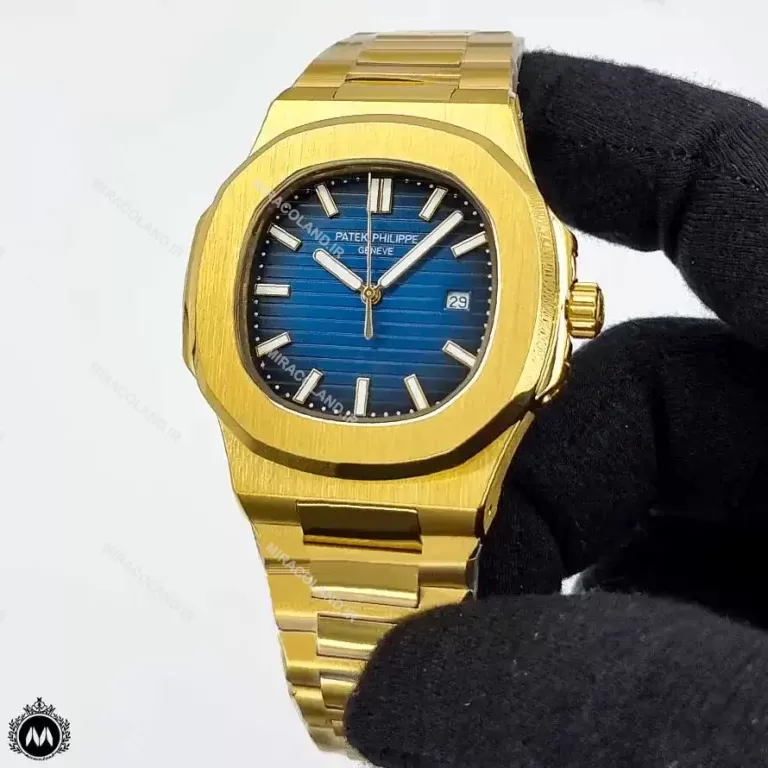 ساعت مردانه پتک فیلیپ ناتیلوس طلایی صفحه آبی 9367 Patek Philippe Nautilus