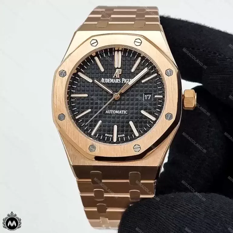 ساعت مردانه اودمار پیگه تک موتوره رزگلد صفحه مشکی 26590 Audemars Piguet