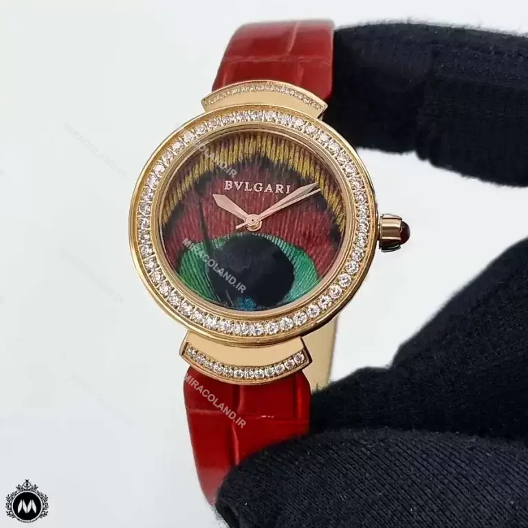 ساعت زنانه بولگاری بند چرم قرمز Bvlgari DVP31C3GDL