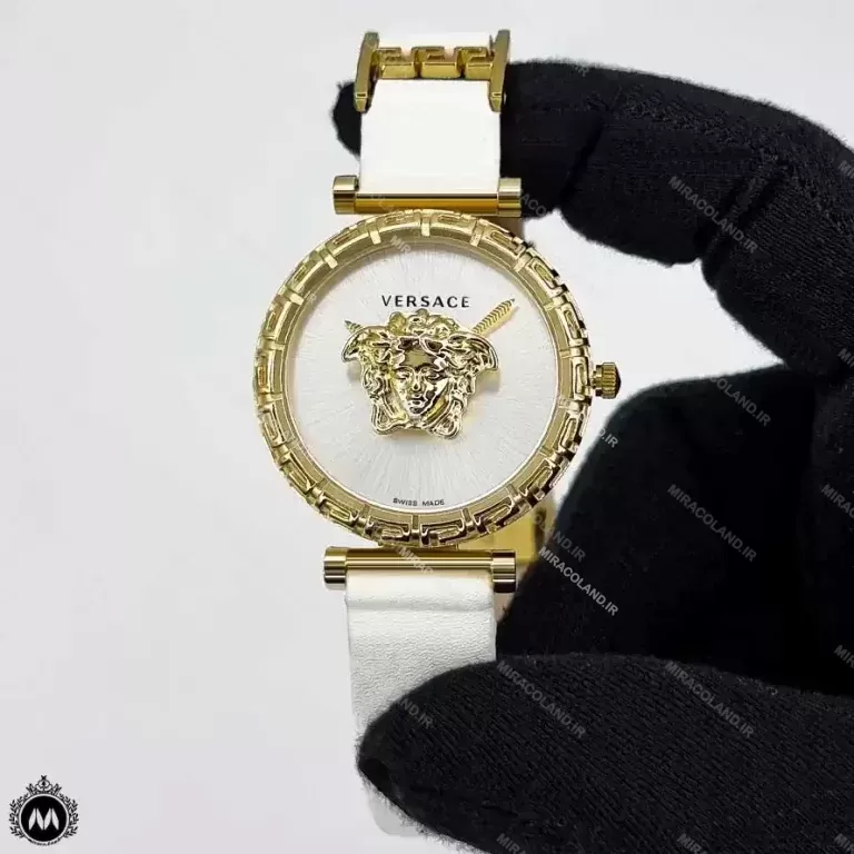 ساعت زنانه ورساچه بند چرم سفید Versace 8002L