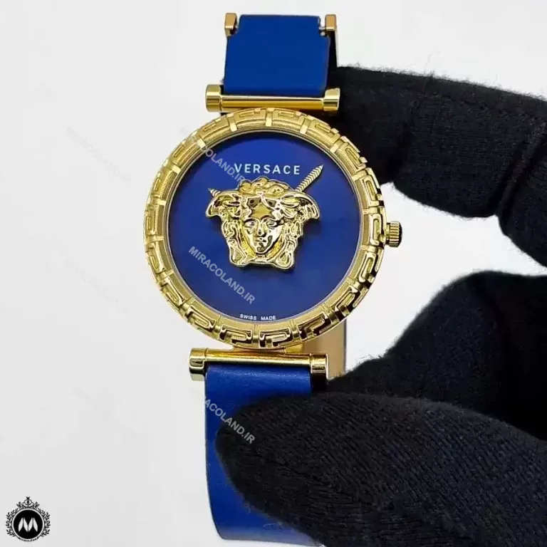 ساعت زنانه ورساچه بند چرم آبی Versace 8003L