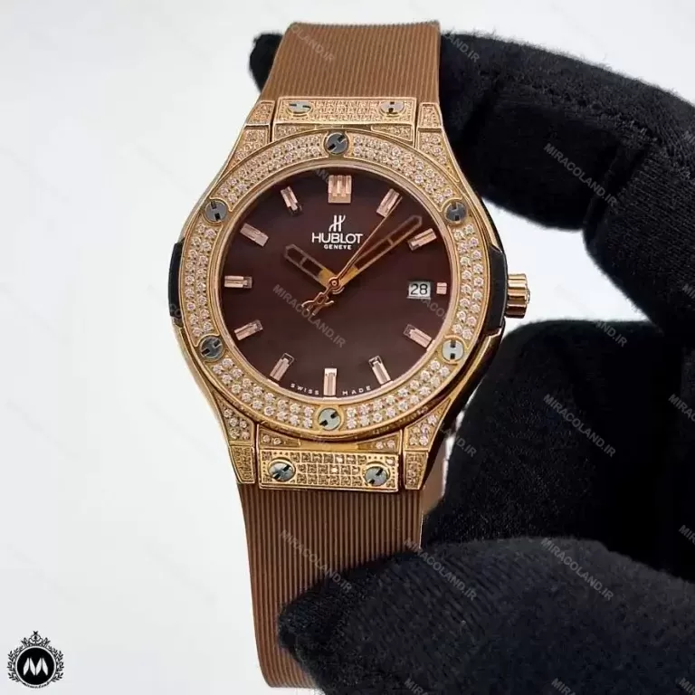 ساعت زنانه هابلوت فول نگین شکلاتی Hublot BigBang 3096L