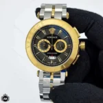 ساعت مردانه ورساچه بند فلزی طلایی نقره ای Versace V8538G