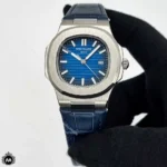 ساعت مردانه پتک فیلیپ ناتیلوس بندچرم آبی 9091 Patek Philippe Nautilus