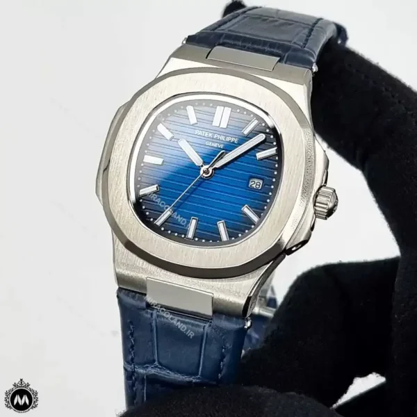 ساعت مردانه پتک فیلیپ ناتیلوس بندچرم آبی 9091 Patek Philippe Nautilus