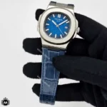 ساعت مردانه پتک فیلیپ ناتیلوس بندچرم آبی 9091 Patek Philippe Nautilus