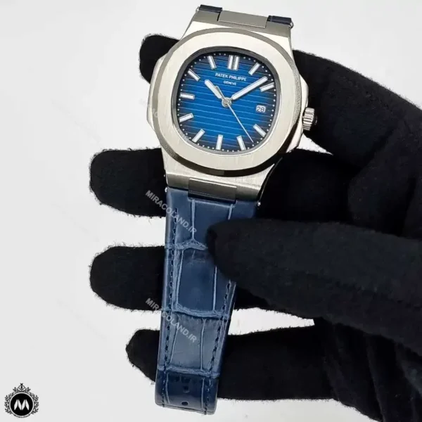 ساعت مردانه پتک فیلیپ ناتیلوس بندچرم آبی 9091 Patek Philippe Nautilus