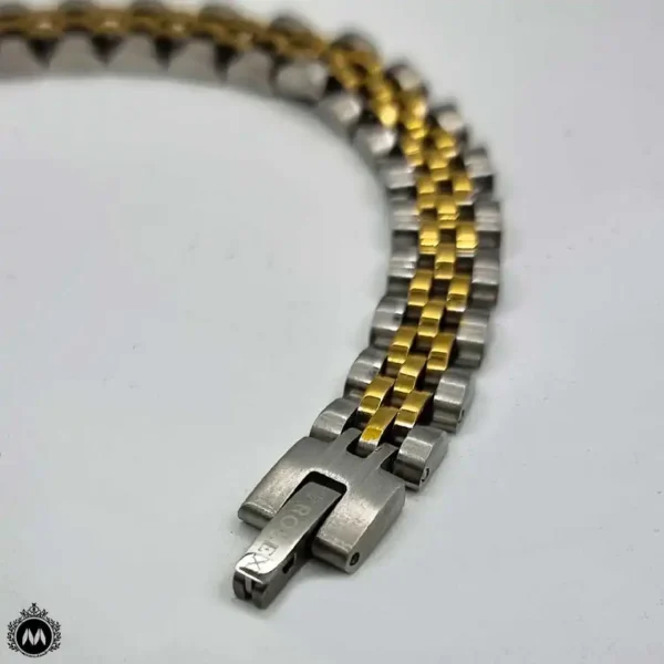 دستبند زنانه رولکس طلایی نقره ای 4001