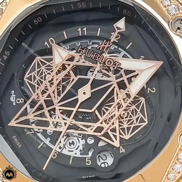 ساعت مردانه هابلوت کهکشانی فول نگین رزگلد Hublot Sang Bleu II 83927