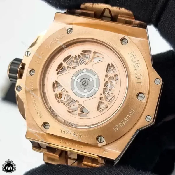 ساعت مردانه هابلوت کهکشانی فول نگین رزگلد Hublot Sang Bleu II 83927