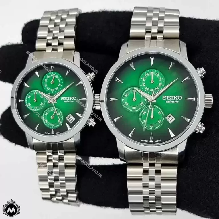 ساعت ست سیکو بند فلزی صفحه سبز Seiko S3013GL