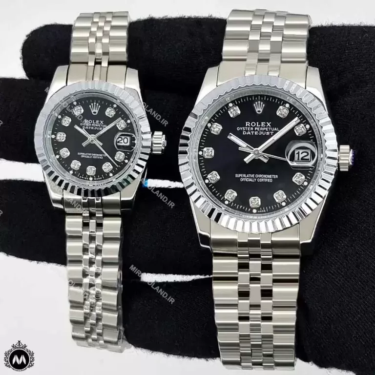 ساعت رولکس دیت جاست نقره ای صفحه مشکی Rolex Datejust RXS39