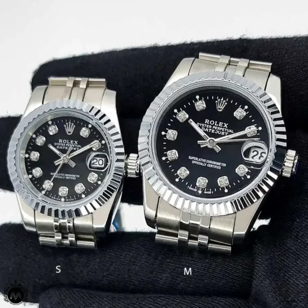 ساعت رولکس دیت جاست نقره ای صفحه مشکی Rolex Datejust RXS39