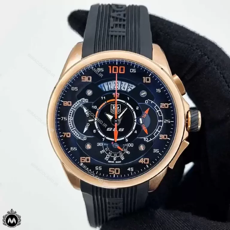 ساعت مردانه تگ هویر مرسدس بنز رزگلد مشکی 9398 Tagheuer Grand Carrera SLS