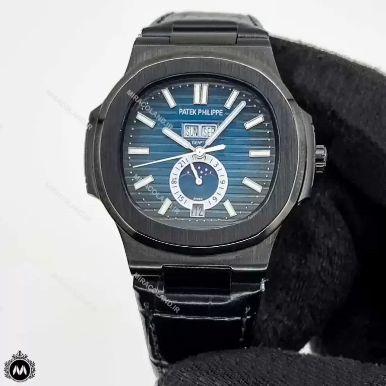 ساعت مچی پتک فیلیپ ناتیلوس بندچرم مشکی اتوماتیک 9003 Patek Philippe Nautilus