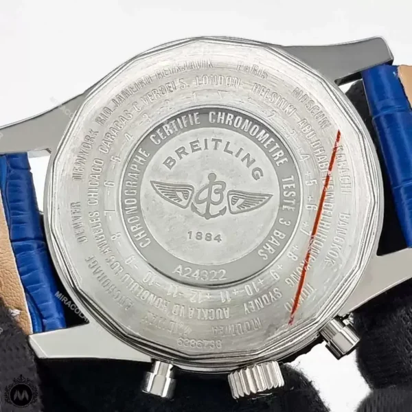 ساعت مردانه برایتلینگ سه موتوره بند چرم آبی Breitling A2189
