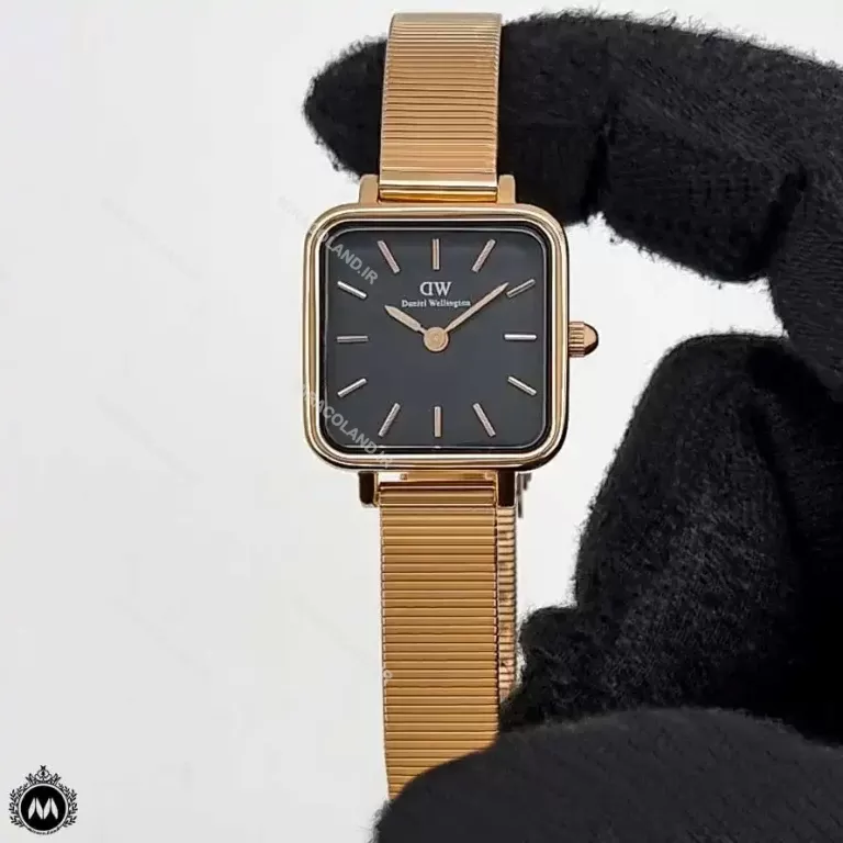 ساعت زنانه دنیل ولینگتون مربعی رزگلد صفحه مشکی Daniel Wellington D639L