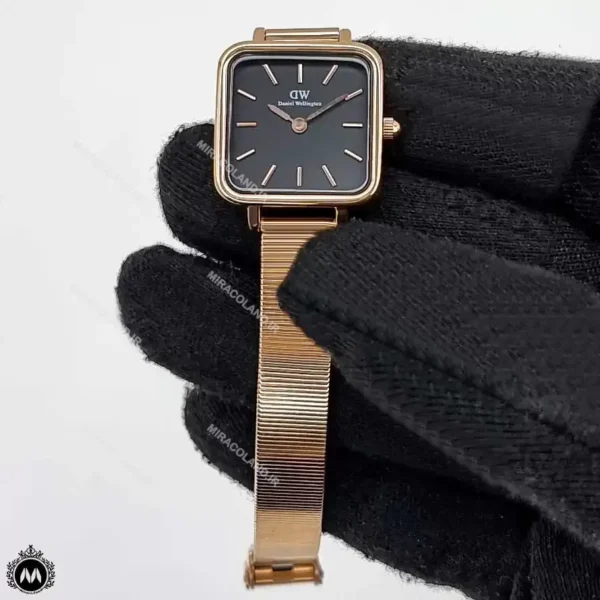 ساعت زنانه دنیل ولینگتون مربعی رزگلد صفحه مشکی Daniel Wellington D639L