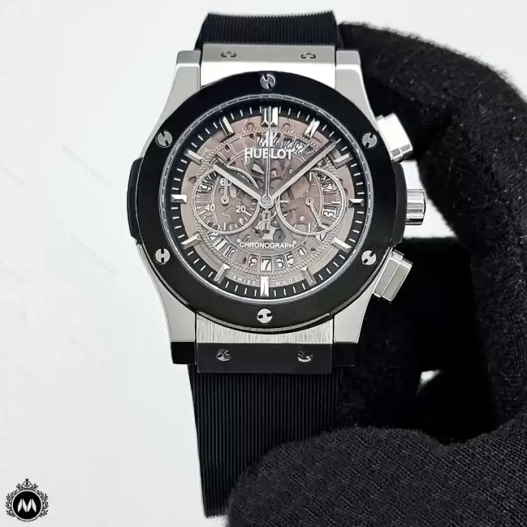 ساعت هوبلو مردانه اسکلتون نقره ای مشکی Hublot Big Bang 88963