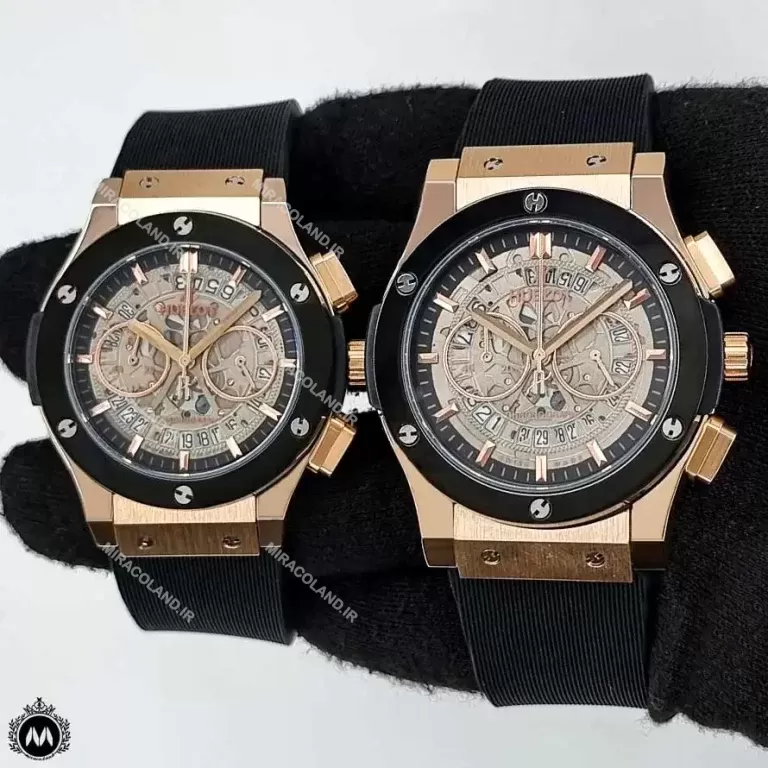 ساعت مردانه زنانه هوبلو مشکی رزگلد اسکلتون Hublot Big Bang 789823