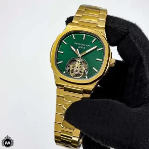 ساعت مردانه پتک فیلیپ ناتیلوس صفحه سبز اپن هارت 759621 Patek Philippe Nautilus