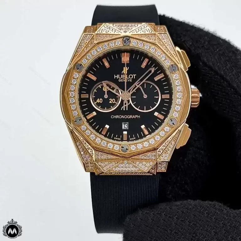 ساعت مردانه هابلوت هندسی اسکلتون فول نگین Hublot BigBang 564910