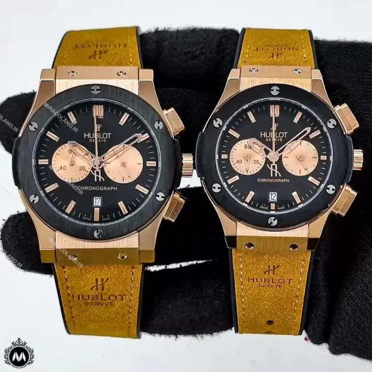 ساعت مچی مردانه زنانه هابلوت قهوه ای رزگلد Hublot Big Bang 589563